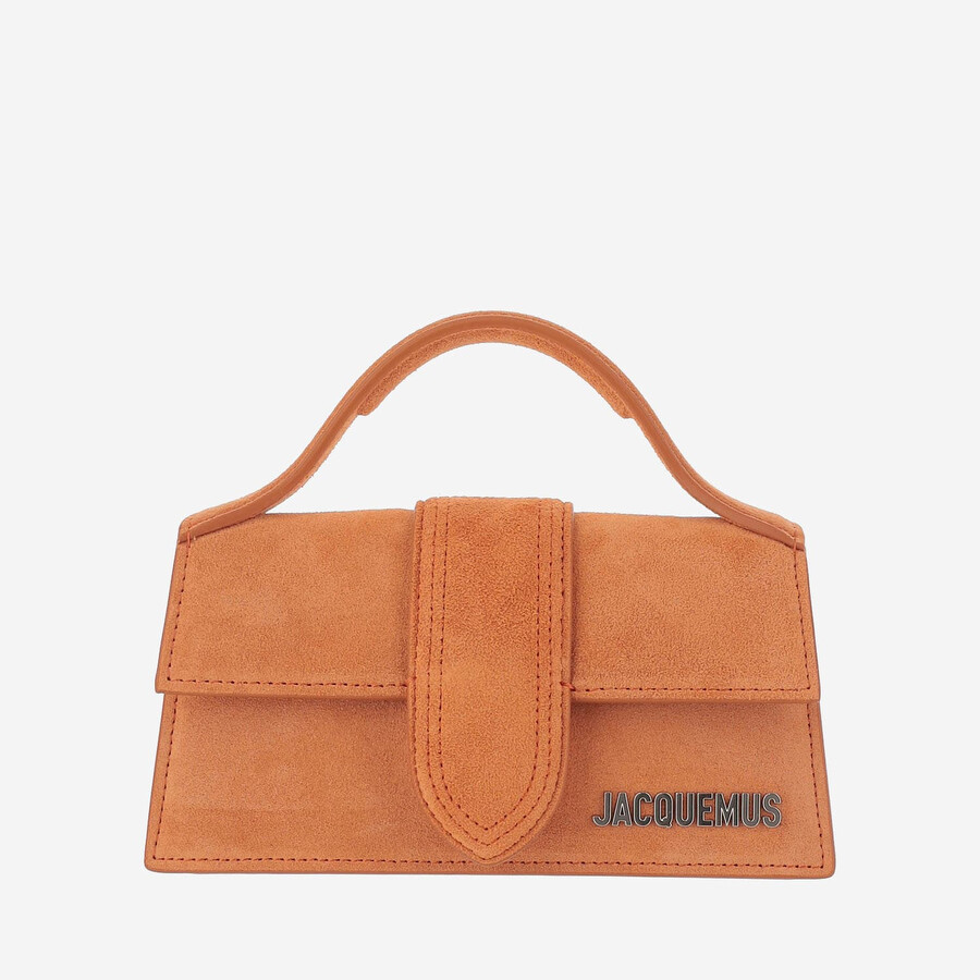 Jacquemus Suede Bambino Top-handle Bag In Orange