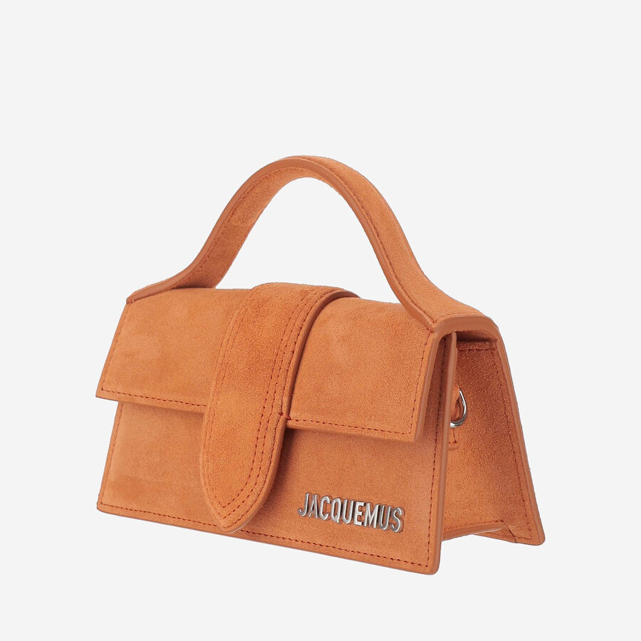 Jacquemus Suede Bambino Top-handle Bag In Orange