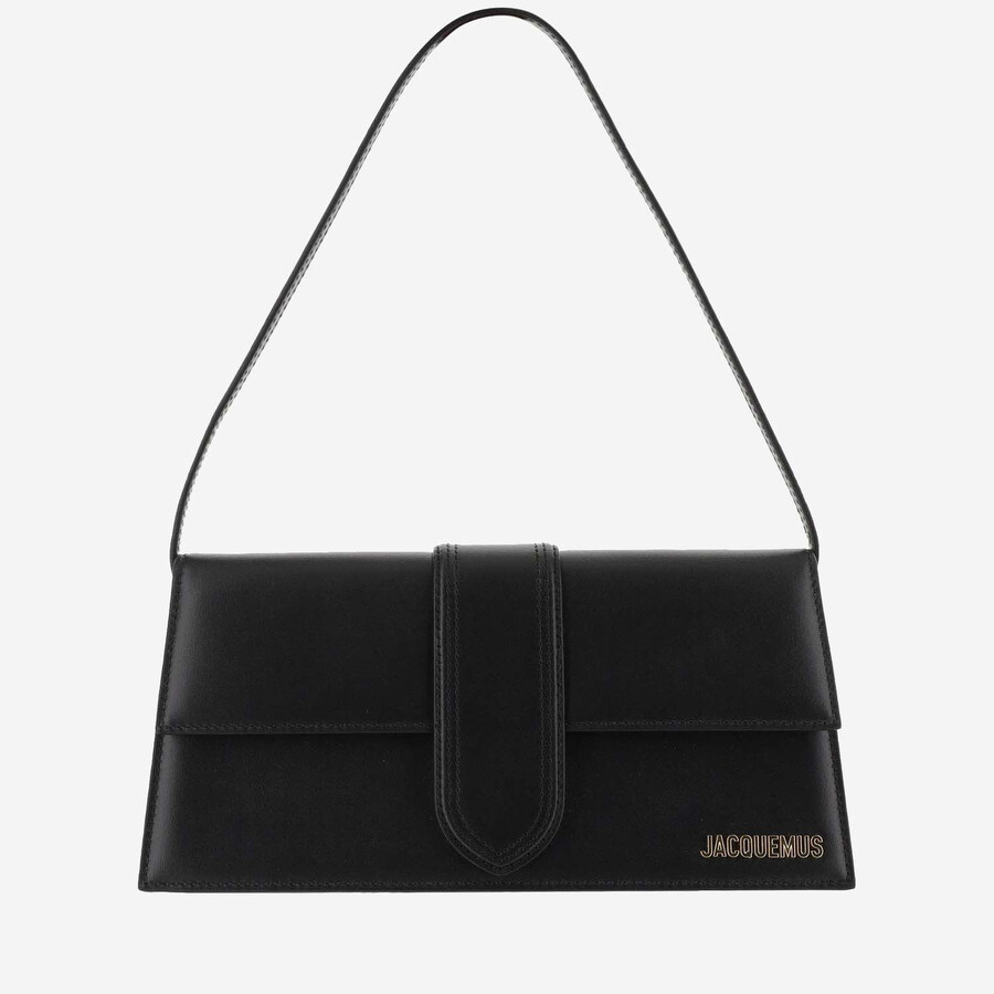 Jacquemus Le Bambino Long Black Shoulder Bag With Removable Shoulder Strap In Leather Woman In Black