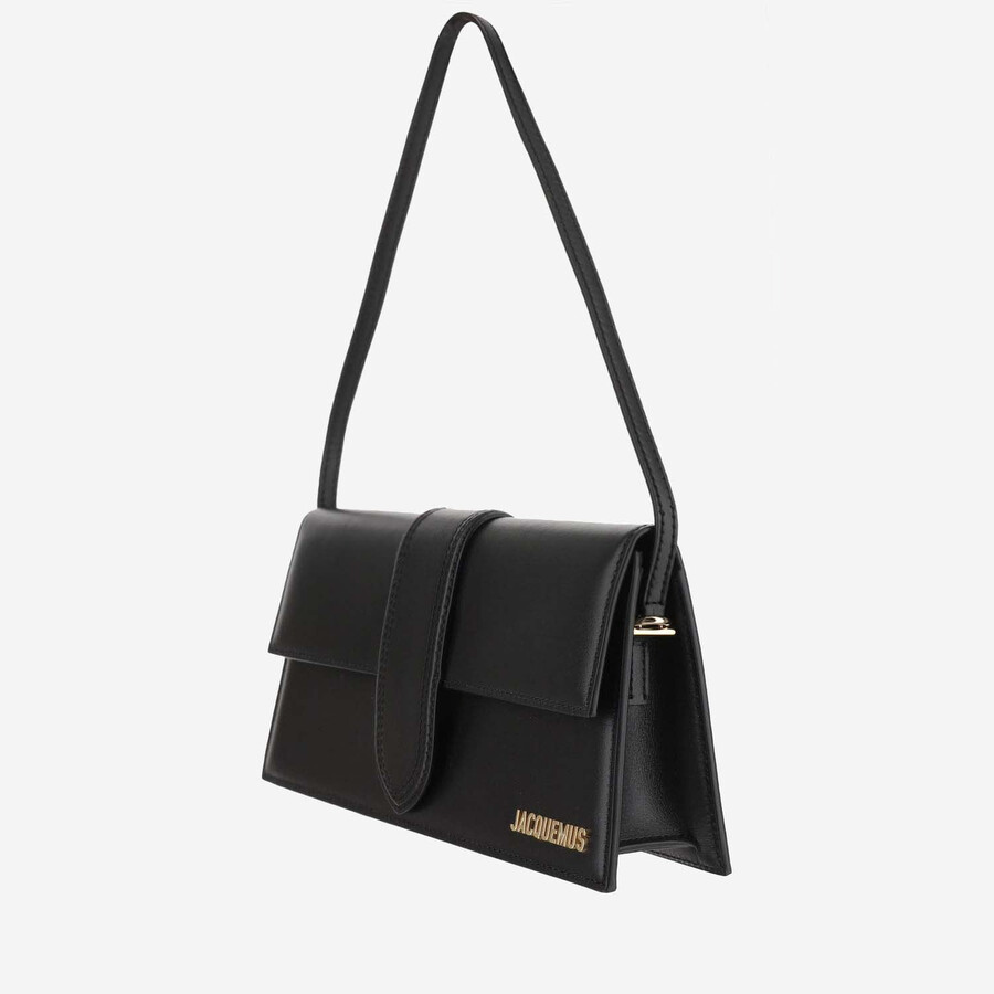 Jacquemus Le Bambino Long Black Shoulder Bag With Removable Shoulder Strap In Leather Woman In Black