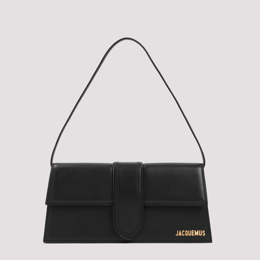 Jacquemus Le Bambino Long Black Shoulder Bag With Removable Shoulder Strap In Leather Woman In Black