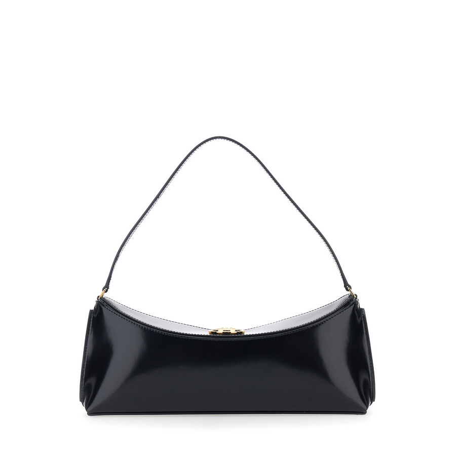 Jacquemus Le Calisso Black Shoulder Bag With Engraved Snap Button In Leather In Black