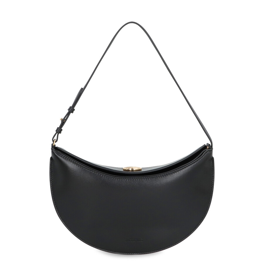 Jacquemus Le Petite Ovalo Leather Shoulder Bag In Black