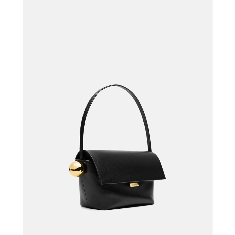 Jacquemus Le Rond Carre Leather Shoulder Bag In Black