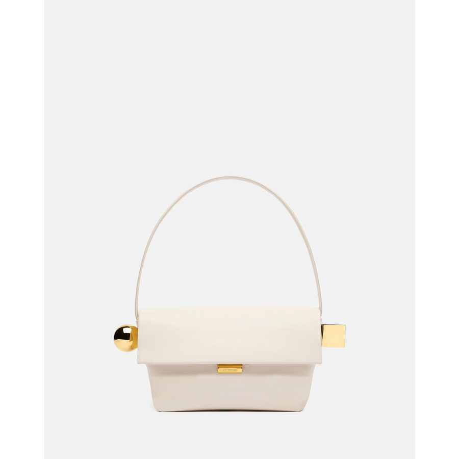 Jacquemus Le Rond Carre Leather Shoulder Bag In White