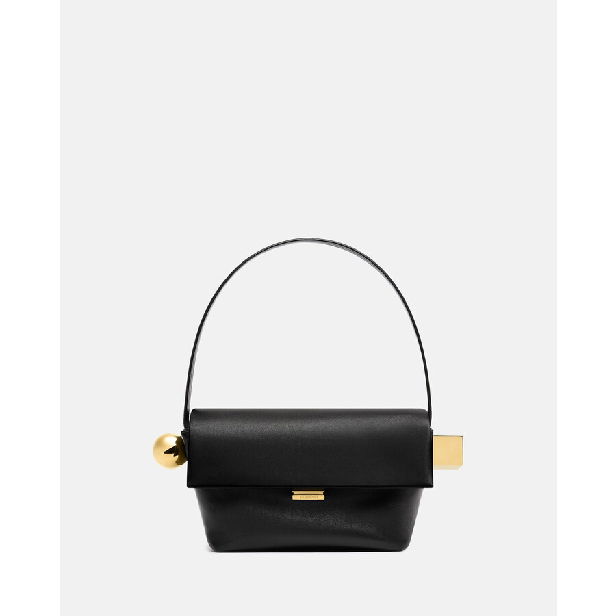 Jacquemus Le Rond Carre Leather Shoulder Bag In Black