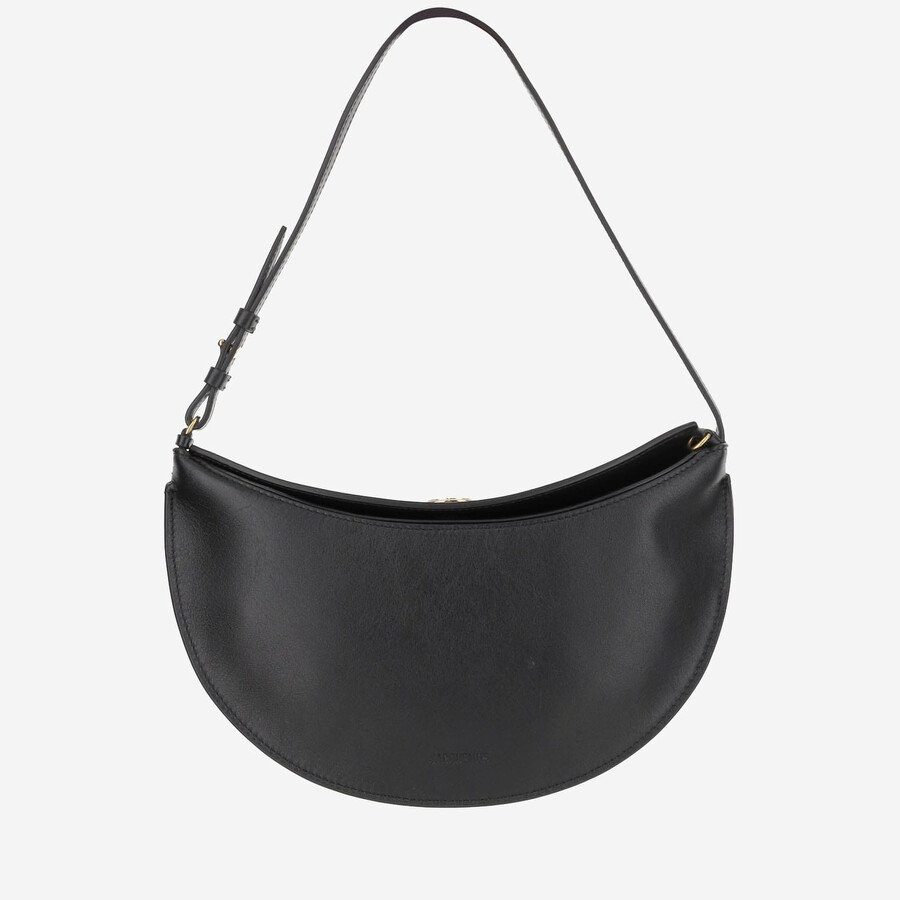 Jacquemus Small Oval Calfskin Leather Shoulder Bag In Black