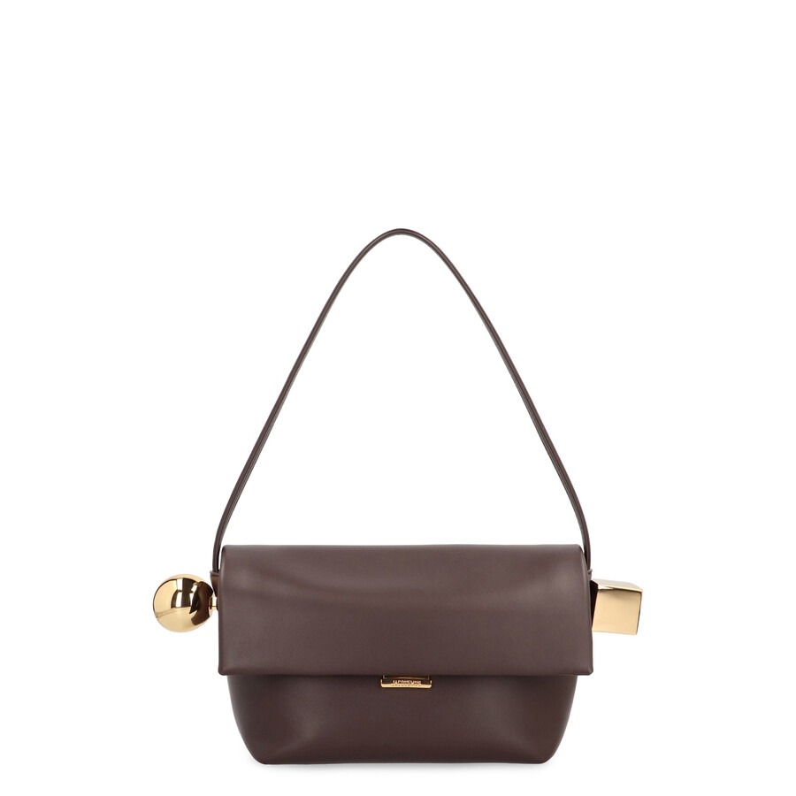 Jacquemus Rond Carr Leather Crossbody Bag In Brown