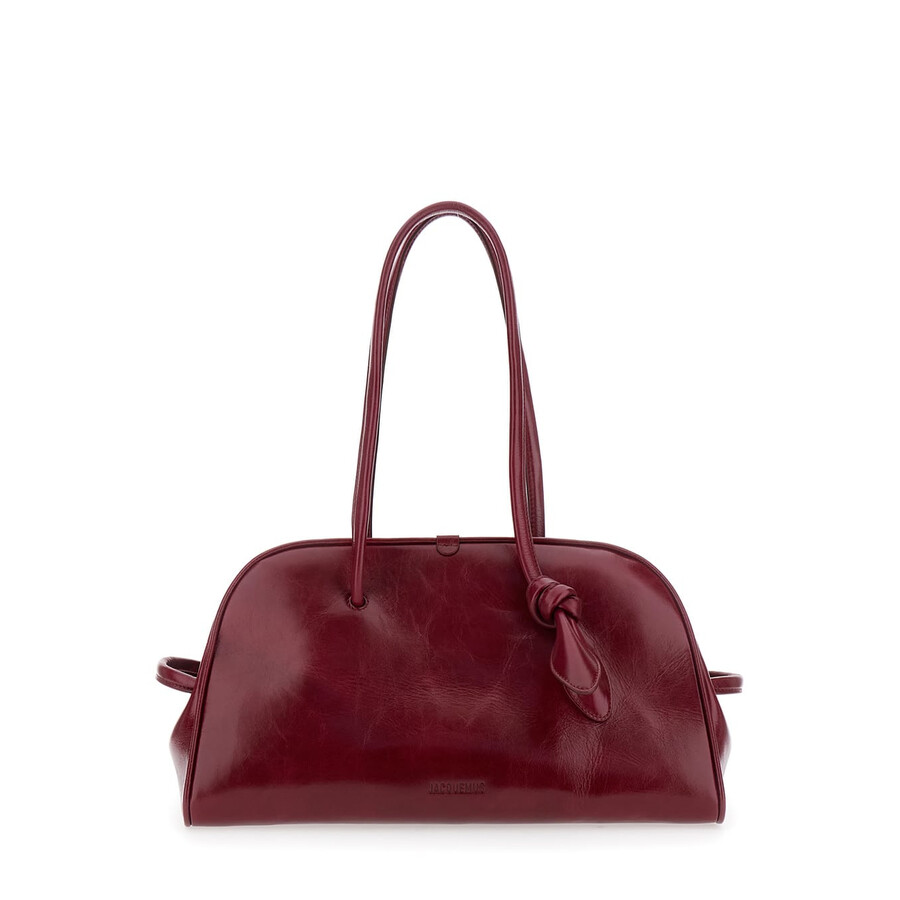 Jacquemus Turismo Bordeaux Shoulder Bag With Double Handles And Logo Lettering On The Front In Leath In Red