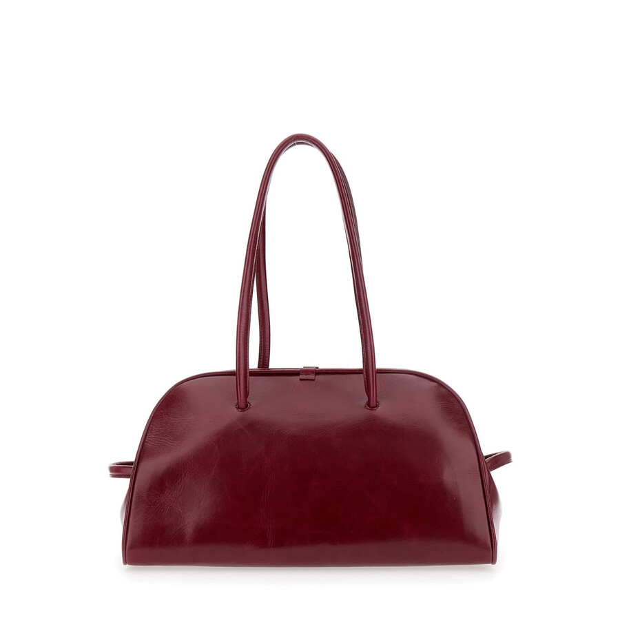 Jacquemus Turismo Bordeaux Shoulder Bag With Double Handles And Logo Lettering On The Front In Leath In Red