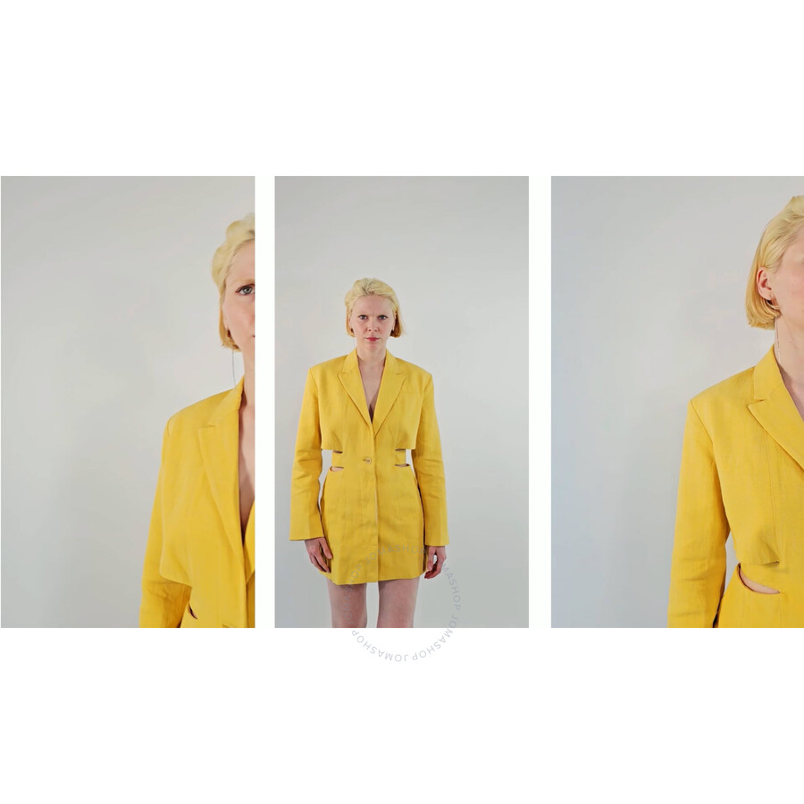 ★JACQUEMUS★ La Robe Bari One Piece Yellow 221DR0161069250 Jacquemus Yellow La Robe Bari Mini Blazer Dress, Brand Size