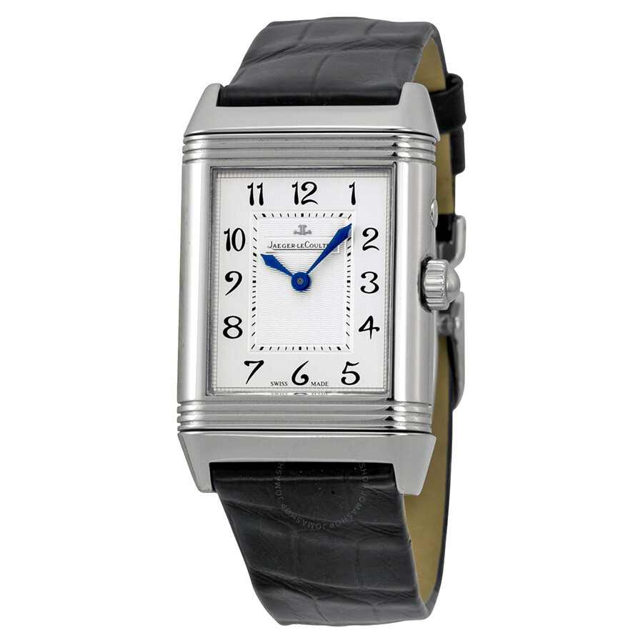 Jaeger LeCoultre Reverso Duetto Duo Black Leather Strap Men's Watch