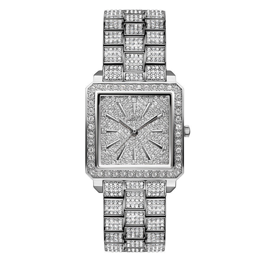 Jbw Women's Cristal Silver-tone Stainless Steel Watch, 28mm In Silver