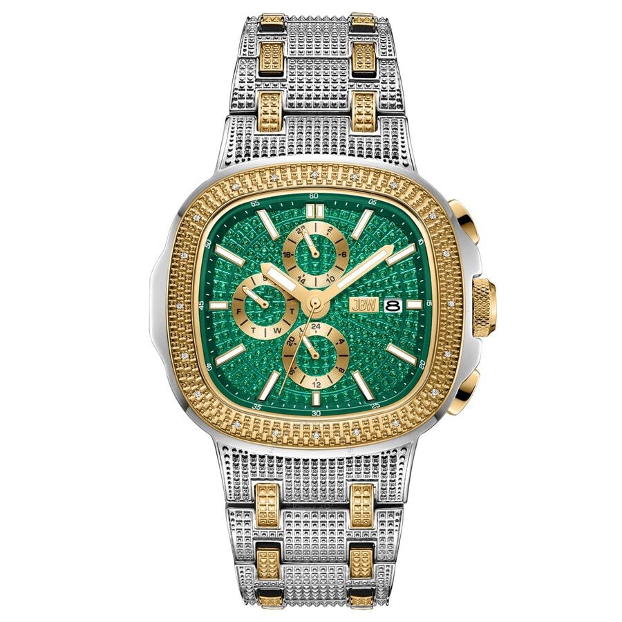 Jbw Heist Gmt Quartz Green Dial Unisex Watch J6380f In Two Tone  / Green