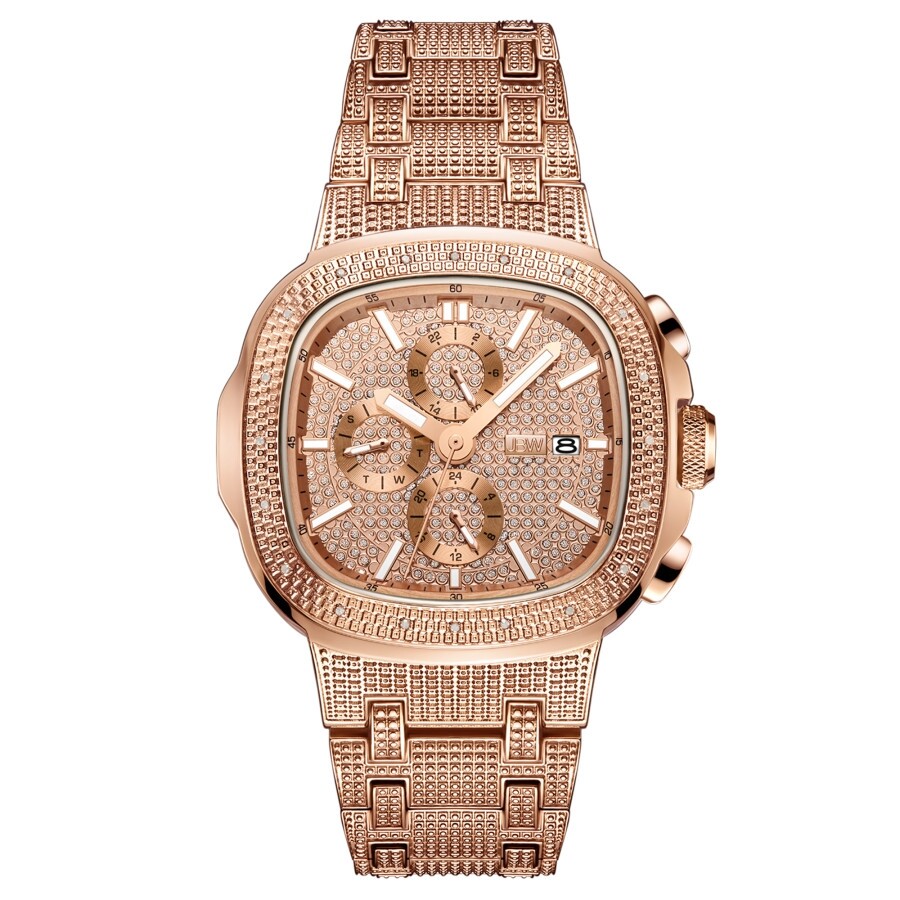 Jbw Men's Diamond (1/5 Ct. T.w.) Watch In 18k Rose Gold-plated Stainless-steel Watch 48mm In Gold Tone / Rose / Rose Gold Tone