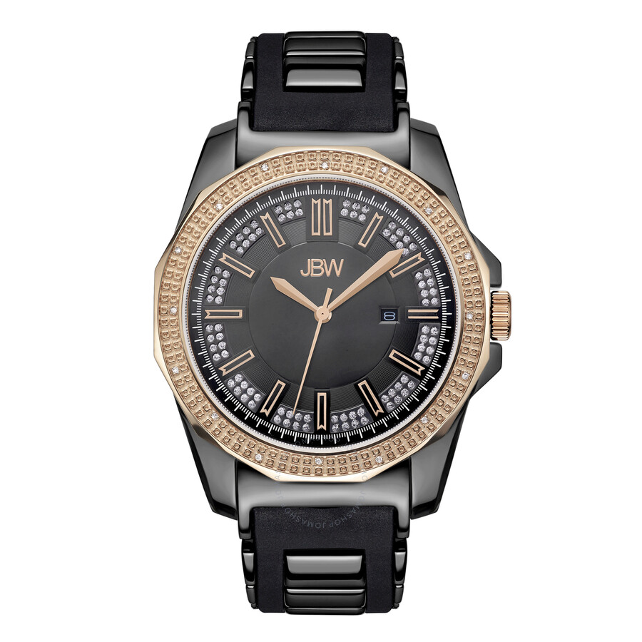 regal silver sunray crystal dial black rubber and stainless