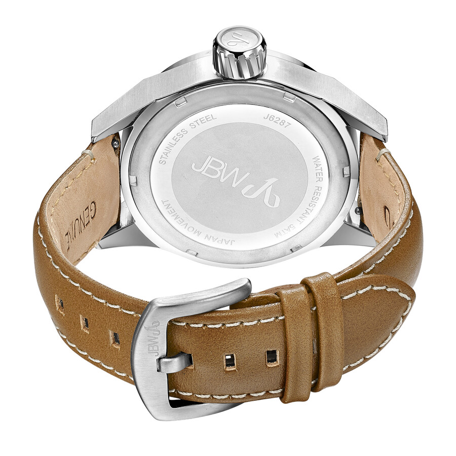 JBW Rook Silver Dial Brown Leather Strap Men's Watch J6287B Rook