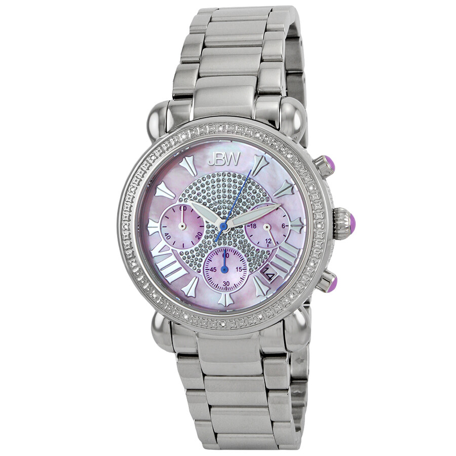 Jbw Victory Pink Mother of Pearl Chronograph Dial Diamond Ladies Watch