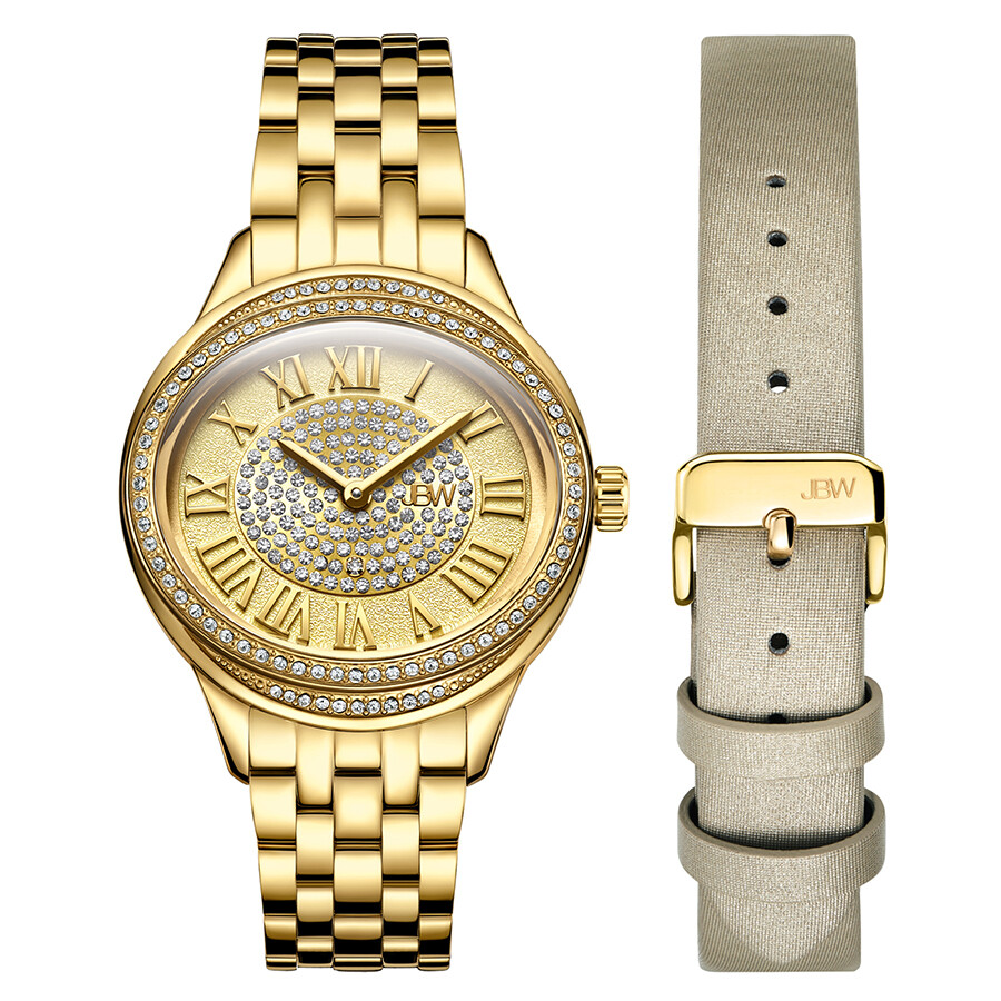 JBW Women's Plaza Oval Diamond 18K GoldPlated Watch & Band Set J6366B