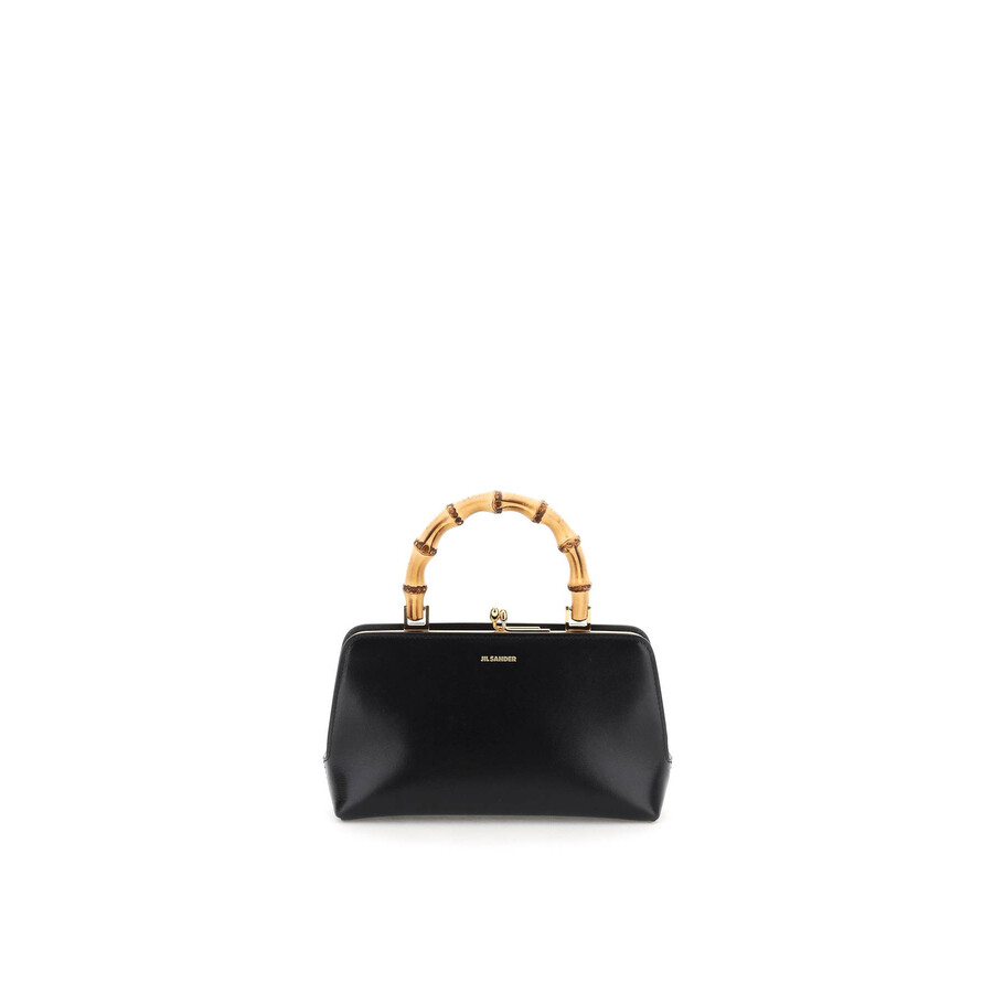 Jil Sander Mini Goji Bamboo Top Handle Bag In Black