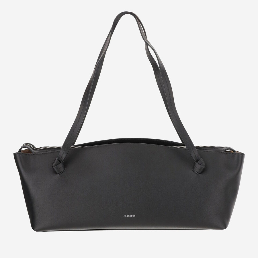 Jil Sander Black Leather Knot Shoulder Bag In Black