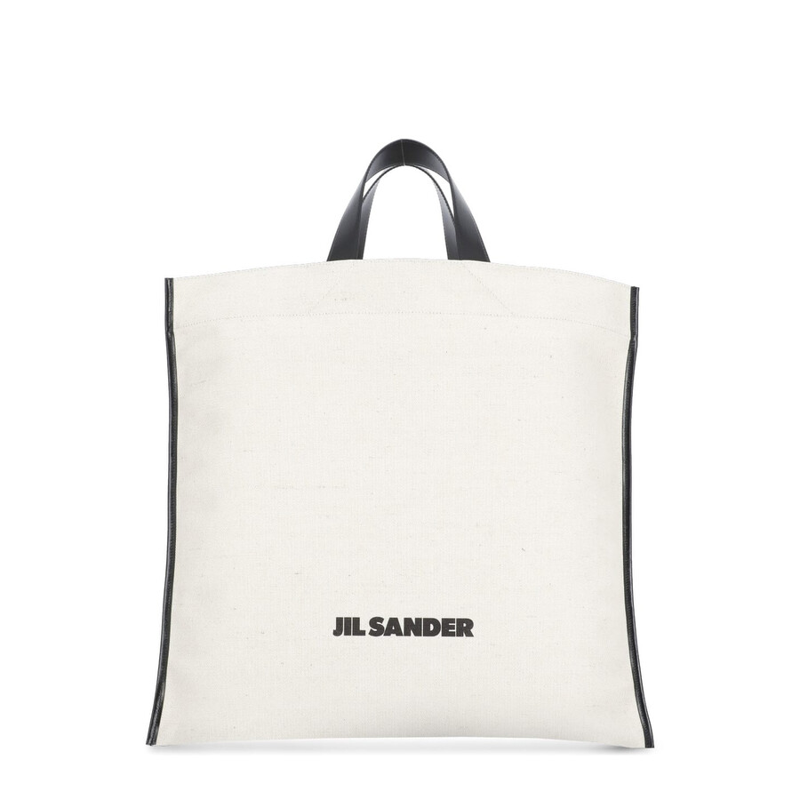 Jil Sander Border Book Tote Square Shopping Bag In White