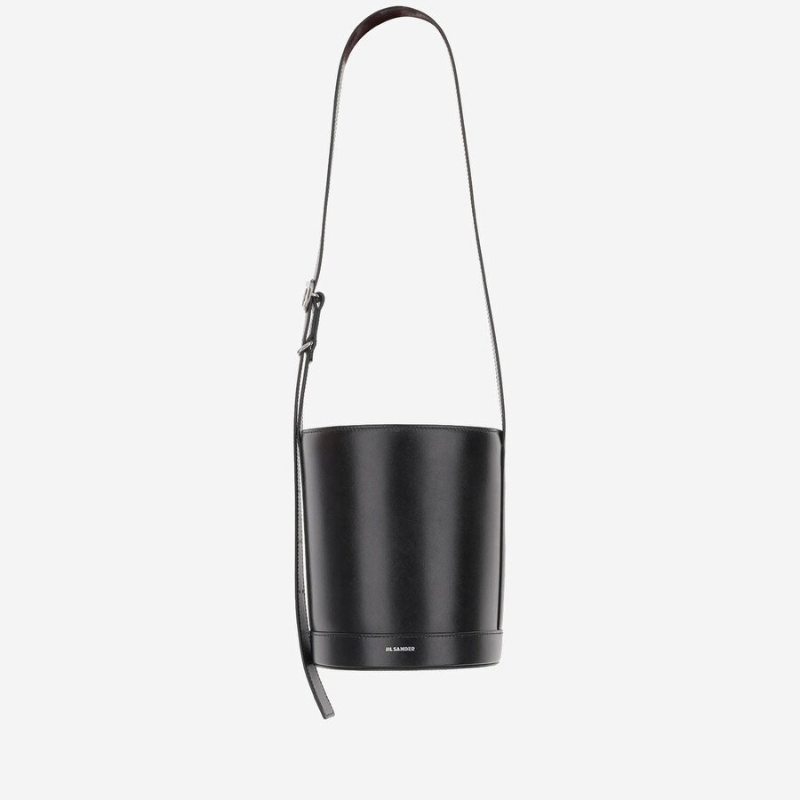 Jil Sander Cannolo Bucket Shoulder Bag In Black