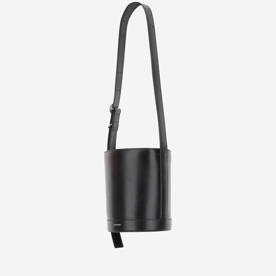 Jil Sander Cannolo Bucket Shoulder Bag In Black