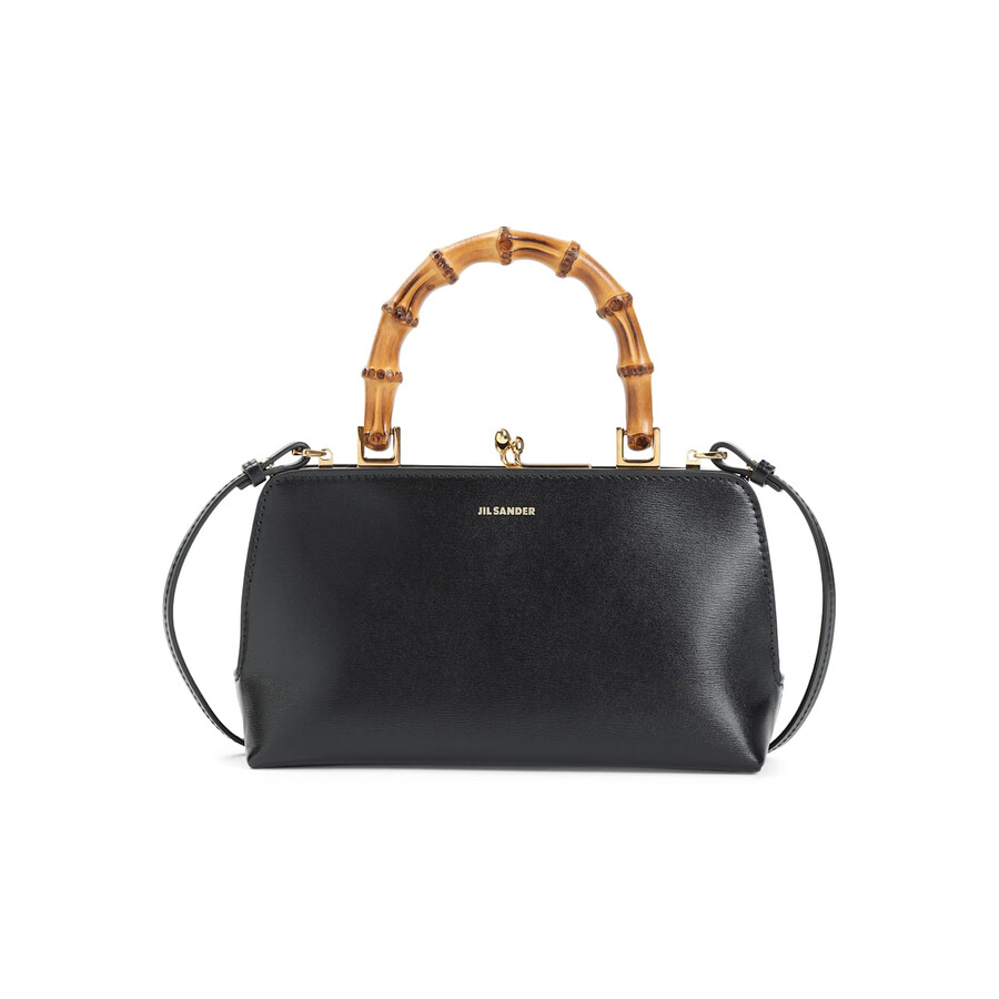 Jil Sander Mini Bamboo Top Handle Tote Bag In Black