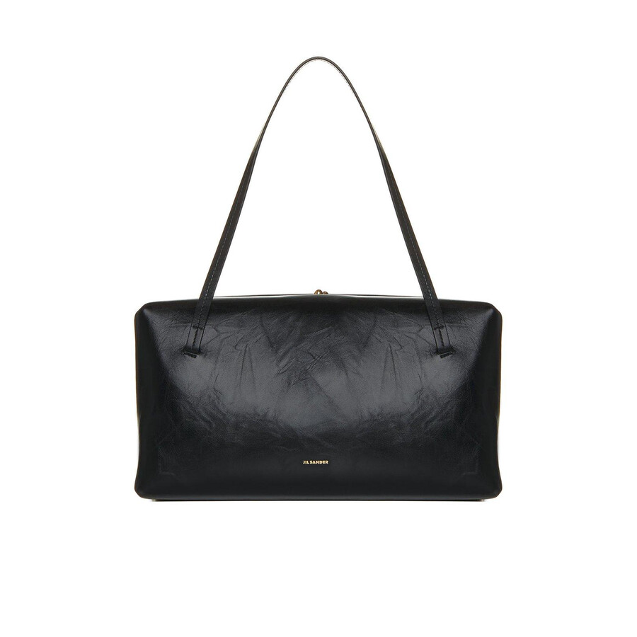 Jil Sander Large Goji Pillow Black Leather Bag In Black