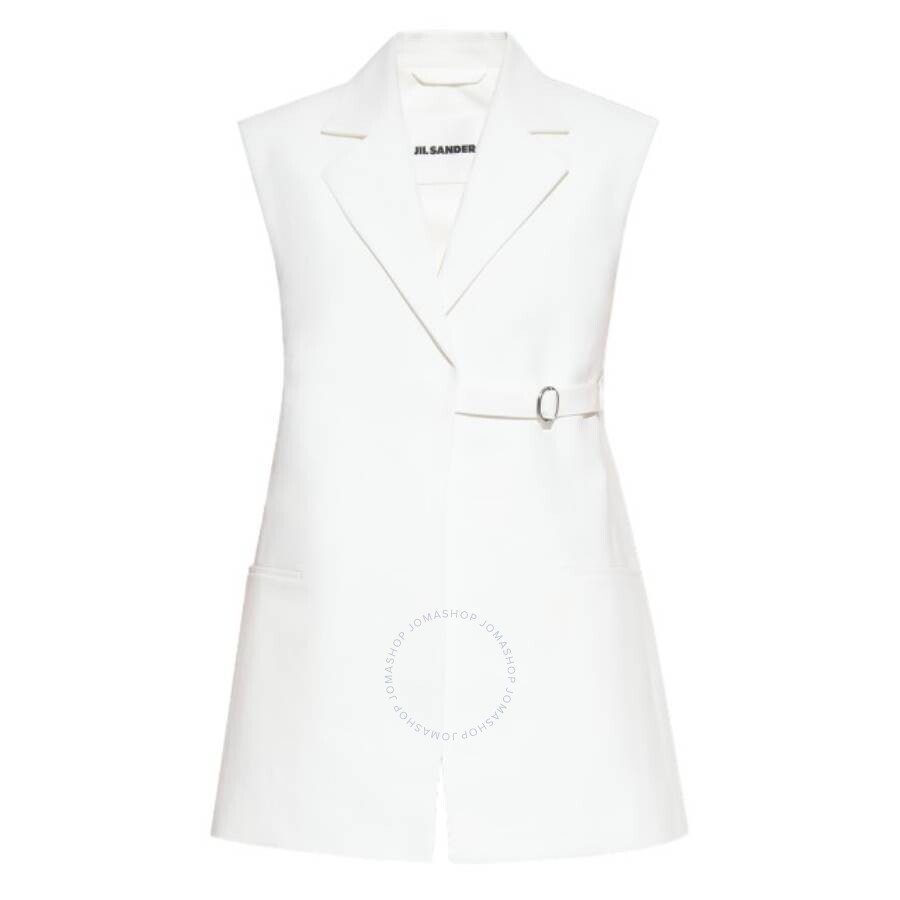 Jil Sander Notch Napel Two Pocket Cotton Vest In White