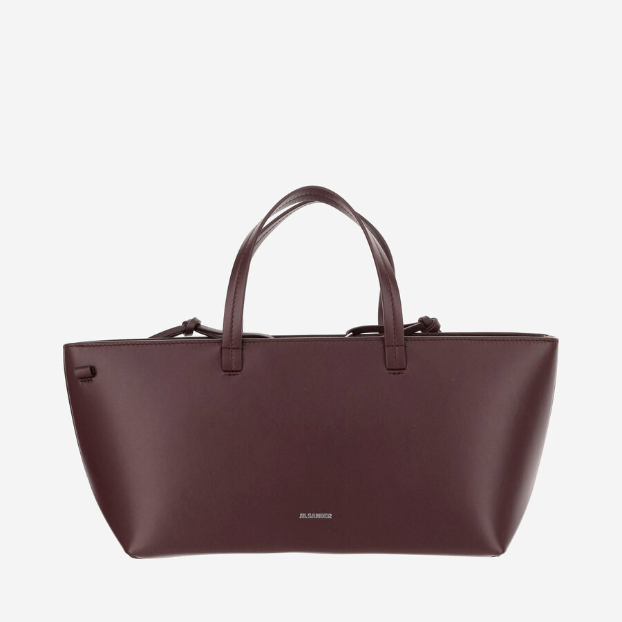 Jil Sander Small Bateau Tote Bag In Burgundy