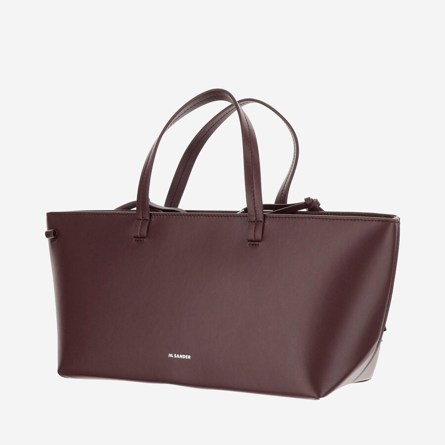 Jil Sander Small Bateau Tote Bag In Burgundy