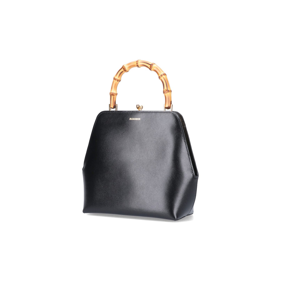 Jil Sander Goji Bamboo Crocodile-embossed Tote Bag In Black