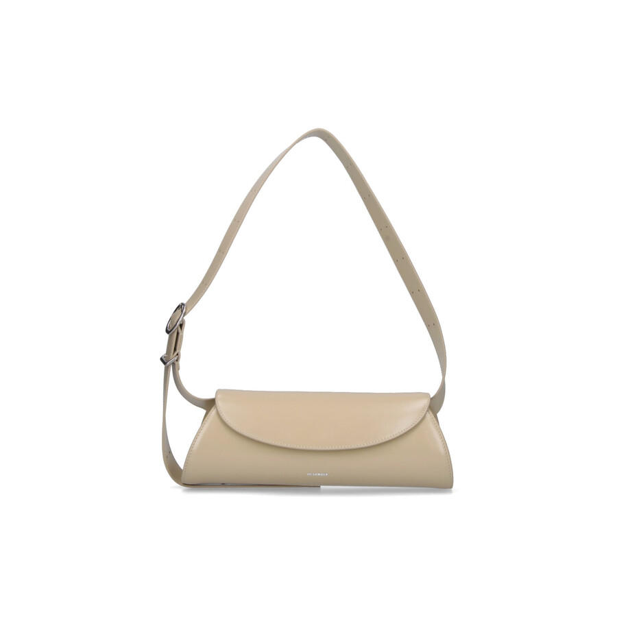 Jil Sander Small Cream Leather Shoulder Bag With Adjustable Strap In Neutral