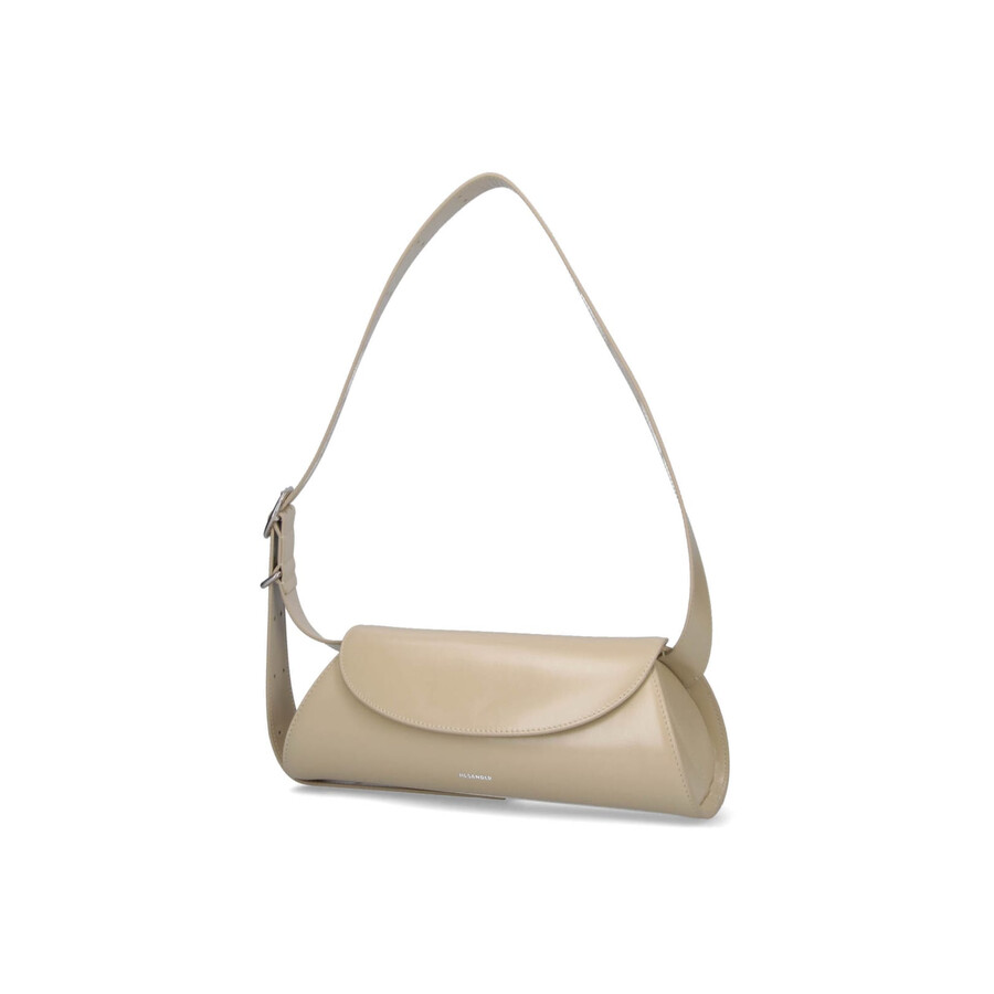 Jil Sander Small Cream Leather Shoulder Bag With Adjustable Strap In Neutral