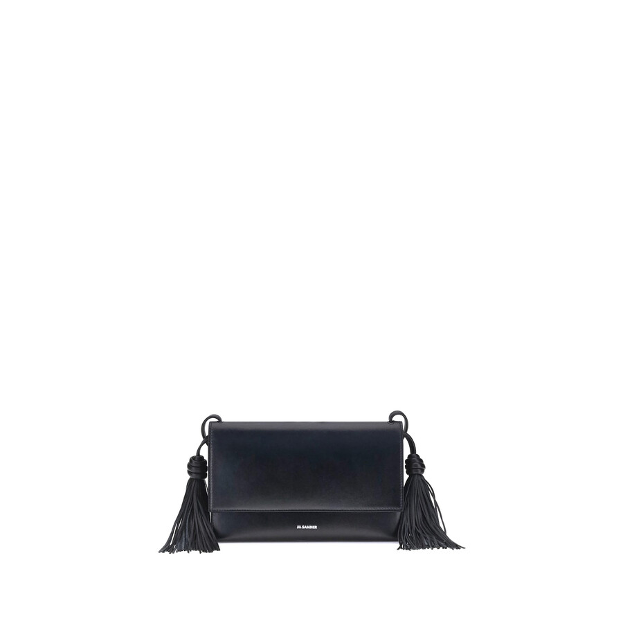 Jil Sander Tassel Shoulder Bag In Black