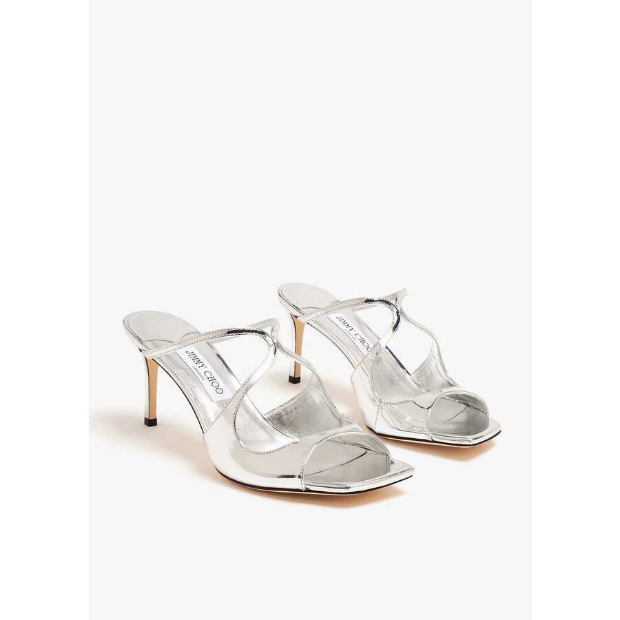 Jimmy Choo Anise 75 Leather Mules In Silver
