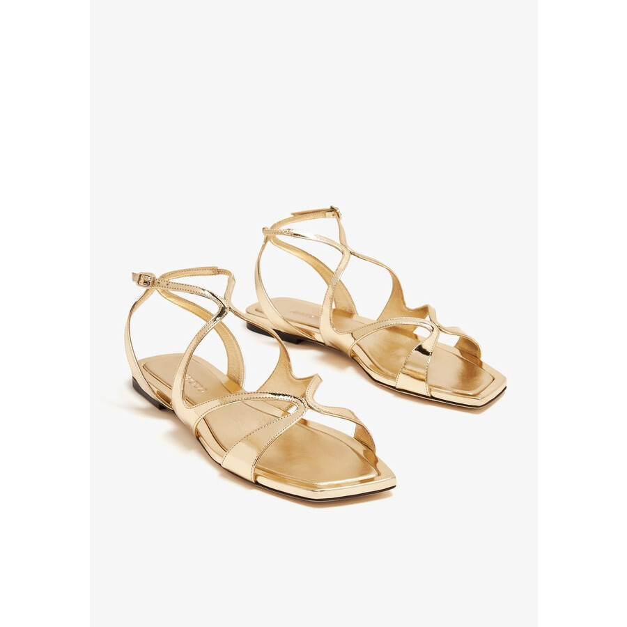Jimmy Choo Ayla Flat Leather Sandals In Gold