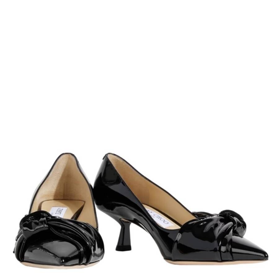 Jimmy Choo Elinor 45 Knotted Patent-leather Pumps In Black