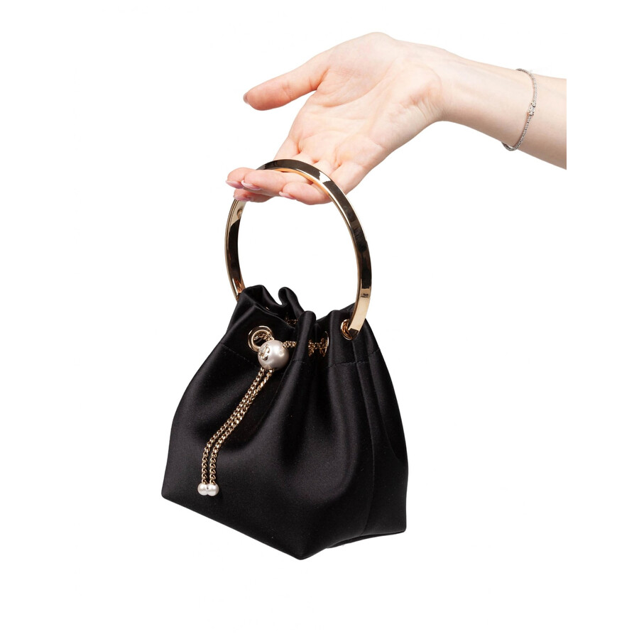 Jimmy Choo Bon Bon Hbh In Satin Color Black In Black