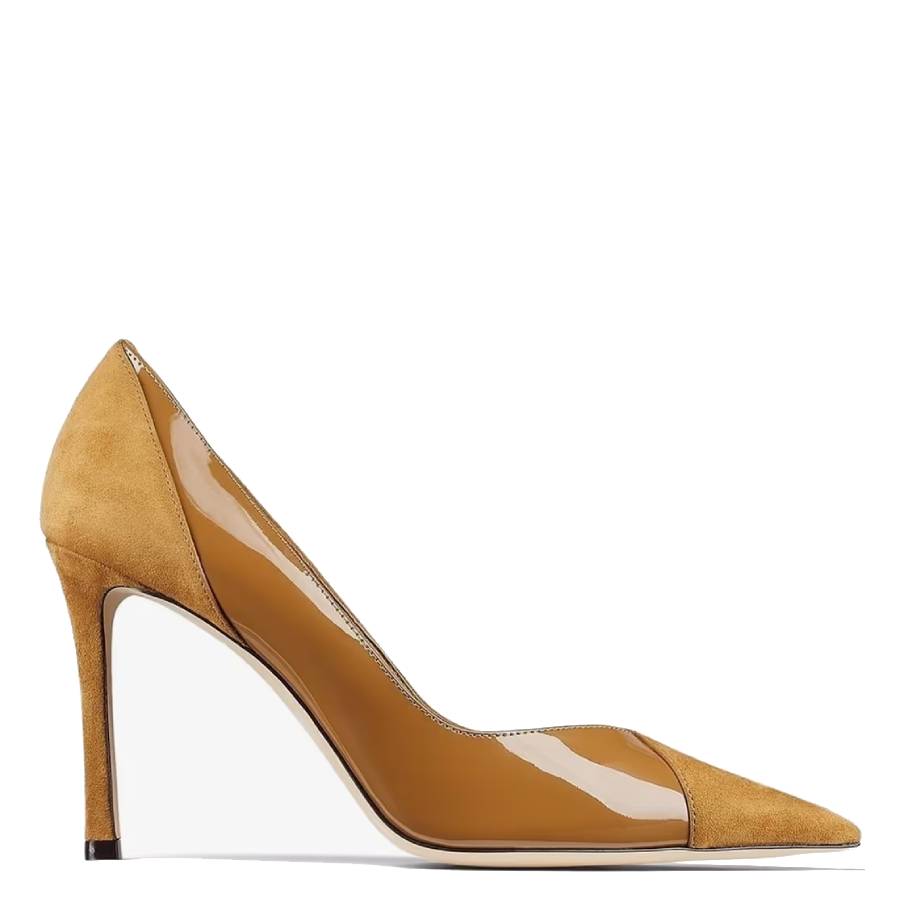Jimmy Choo Cass 75 Suede and Patent Pumps, Brand Size 34.5 ( US