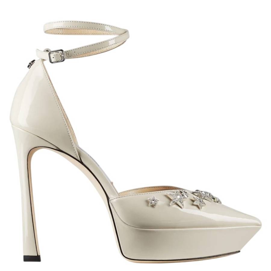Jimmy Choo Dahl 125 Patent Platform Pumps In Gray