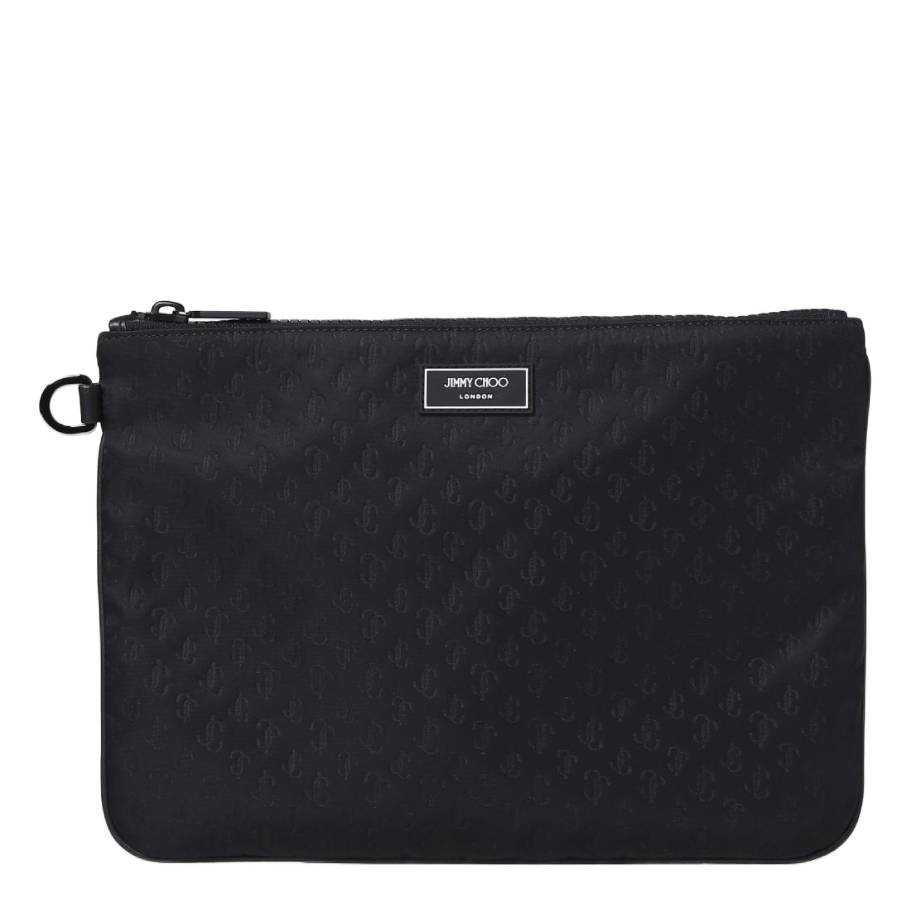 Jimmy Choo Derek-n Jc Embossed Nylon Clutch In Black