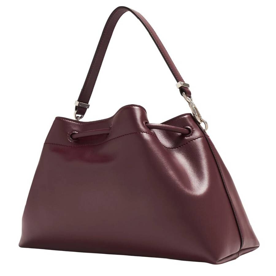 Jimmy Choo Diamond Drawstring Leather Shoulder Bag In Silver Tone