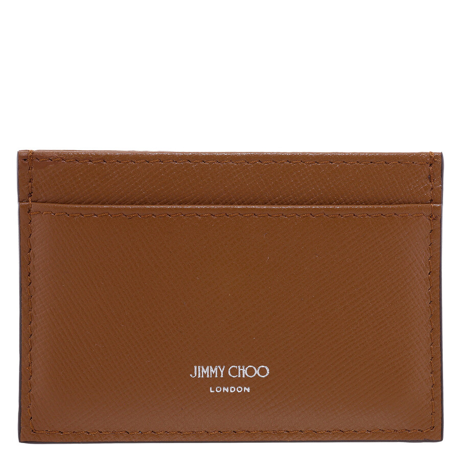 Jimmy Choo Dom Textured Leather Card Holder In Brown