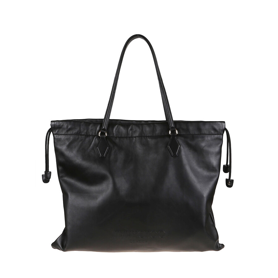 Jimmy Choo Soft Nappa Drawstring Tote With Elegant Embellishments In Black