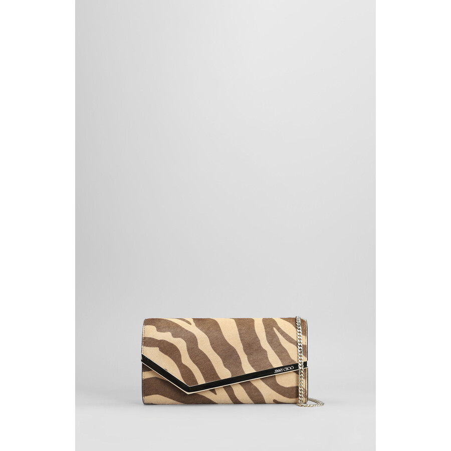 Jimmy Choo Emmie Clutch In Beige Pony Skin In Sand