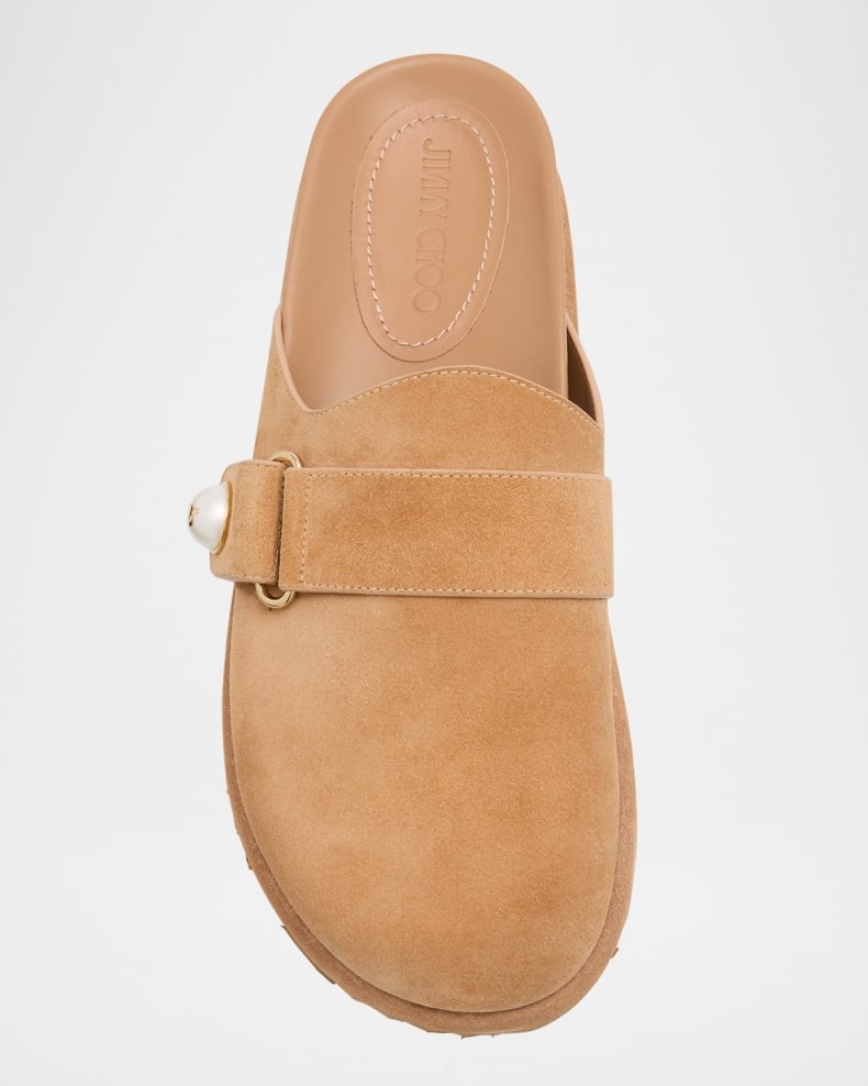 めっちゃかわJIMMY CHOO ベージュ スエード ミュール36 Jimmy Choo Fayence Suede Pearly Mules, Brand Size 36 ( US Size 6