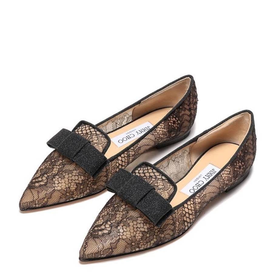 Jimmy Choo Gala Summer Lace Ballerina Flats, Brand Size 34.5 ( US